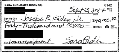 $40,000 Check to Joe Biden