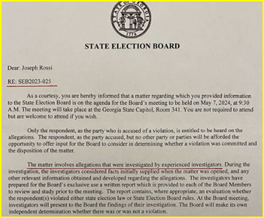 Georgia Election Board;  We violated the law in 2020