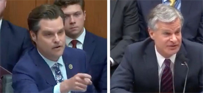 Florida Congressman Matt Gaetz and FBI Director Wray
