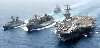 USS Eisenhower underway replenishment on the way to the Med