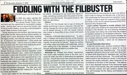Post Newspaper  Column on the filibuster