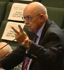 Bill Sargent testifying before theTexas Senate State Affairs Committee